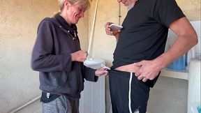 Neighbor's wife gives hot blowjob and deepthroat in the laundry room