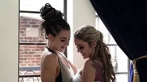 Kali Roses and Evelin sneak into a cozy room for some hot lovemaking.