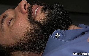 Man turns table and fucks tied Asian