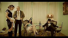 Vintage MILF maid gets punished with deep throat and spanking