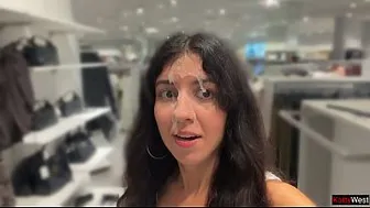 Risky Fitting Room Sex and Public Cumwalk in a Clothing Store Full of People