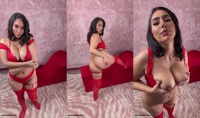Busty Reena Sky Stripteases In Her Sexy Red Lingerie