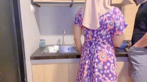 Stepmother Was Harassed by Her Naughty Stepbrother While Cooking