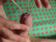 Femdom CBT Cock Torture Urethral play extreme stretching sounds & skewer