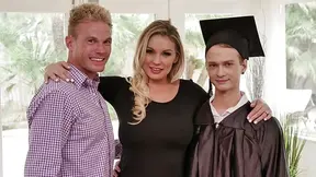 Gorgeous blonde stepmom rewards college graduate with the fuck of his entire life