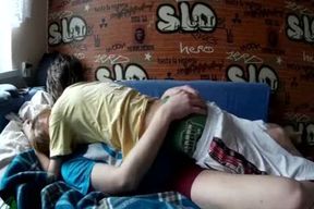 Real teen Boyfriends Rubbing Their Uncut cocks And Feet Which Ends Up With love juice flow