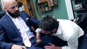 Bearded buff businessmen have intense ass pumping pounding