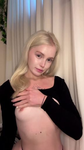 Amateur teen shows off her flat chest in gentle light