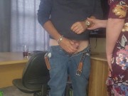 Stepsis jerking me off cause she lost a bet