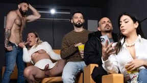 ”Scott Carter can't resist Babi Honey's charms at the cinema, leading to a public sex with lots of naughty fun!”