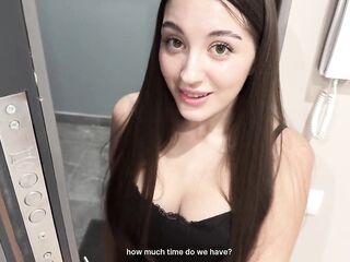 Wife Nearly Caught Me Screwing Fresh Neighbour with Tiny Body But That babe Left Just in Time With My Creampie
