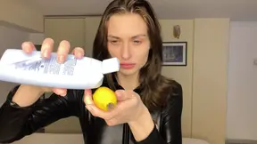Latex Fetish Tease � Crushing Oiled Banana POV