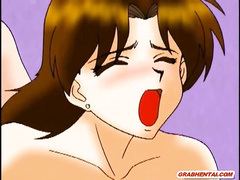 Busty hentai mom threesome fucked