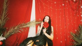 Backstage from the filming of a foot fetish. The beauty is enjoying the process.