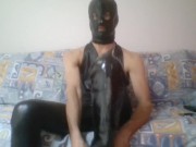 muscle guy become a sissy slut leather crossdresser with stocking, panty, leggings and knee boots