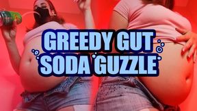 Greedy Gut Soda Guzzle WMV - Wide Lens Low Angle Belly Bloat & Burping in Tight Clothes