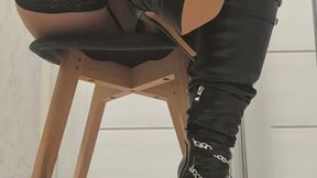 For lovers of women's leather boots with very high heels.