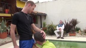 Perverrt Stepdaddy asssit to twink porn shoot
