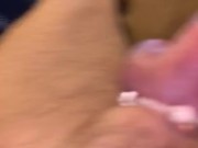 Daddy jerking his dick in bed before work.