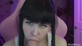 Romantic Dildo Blowjob from a Cute E-Girl with Green Eyes