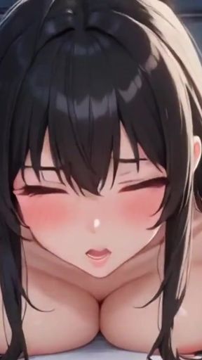 Cute anime girls posing on bed in front of you, Ai animation   Clip 3