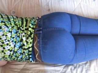 The precious butt of my 58-year-old Lalin girl wife with jean on and jean down, thrilling pants