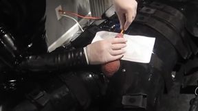 Rubberfreak Cathetered Collared Electro Orgasm