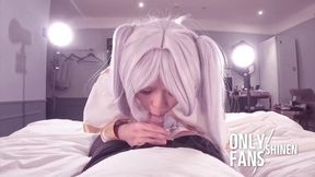 Cute Frieren sex with sloppy blowjob and juicy anal for her cowgirl cosplay