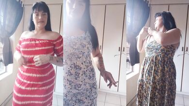 Trying on my new dresses