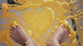 My feet playing with cookie dough