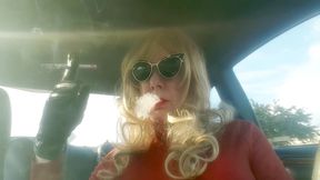 MRS. ROMAN DRIVING AND SMOKING LONG VS120 MENTHOLS -- COME RIDE WITH ME!!
