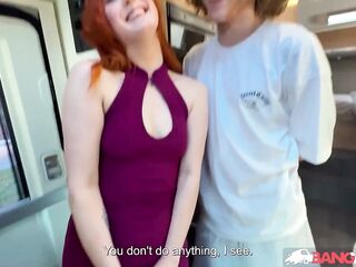 BangVan - Ginger Cherry Crush Pounded Hard by RV Driver Inside the Rocking BangVan!