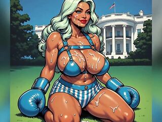 Large Bazookas Tanned Chicks Overspread in Cum Art
