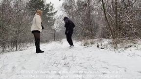 Ballbusting my cuckold outside in overknee boots until his balls burst