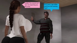 3d comic, huge boobs huge cock, Stepfather gets home late