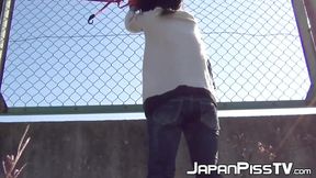 Tied up Japanese babe has herself soaked up with pee while having no other options