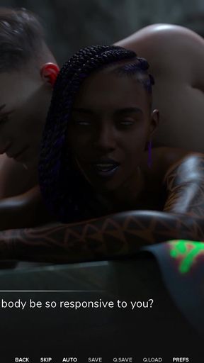 Young Ebony Babe with a Perfect Body Sucks a Big White Cock and Gets Her Little Pussy Creampied - Taboo University(steam Game)