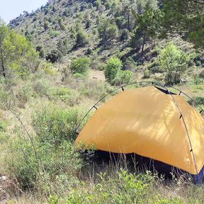 The tourist heard loud moaning and caught couple fucking in the tent.