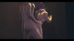 Akali accepts a handjob and fucked against the wall in 3D anime street scene