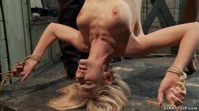 Tiny blonde suck huge dick to gimp