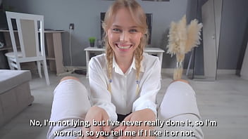 Teen GF practices deepthroat on a dildo before surprising boyfriend