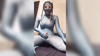 Amy cosplay Avatar solo cum with Dick and big boobs