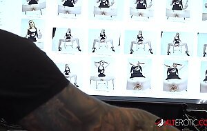 Cute blonde Delirious Hunter sucks Sascha in the office