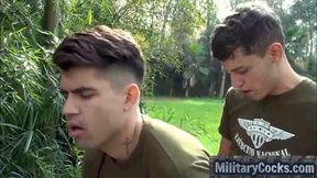 Secret Latino Boy Military Bareback outside