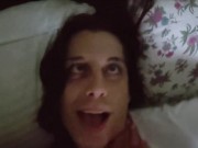 Dumb horny trans girl throats big black cock