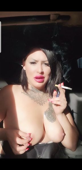 Smoking my beautiful lips and a titty tease and massage