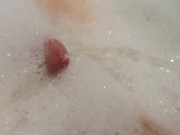 Pissing in a bathtub with foam