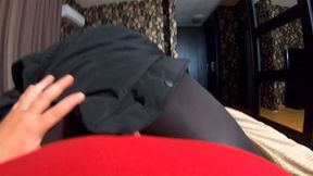 My impotent husband wants face fucking, doggystyle and Cumming over my long Black winter Jacket 183