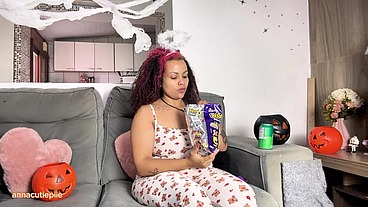 Gassy BBW Halloween Movie Night with Farting and Burping