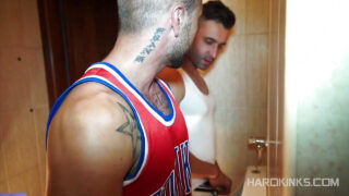 Tattooed slave Frank Valencia bound and bareback fucked by dominating daddy